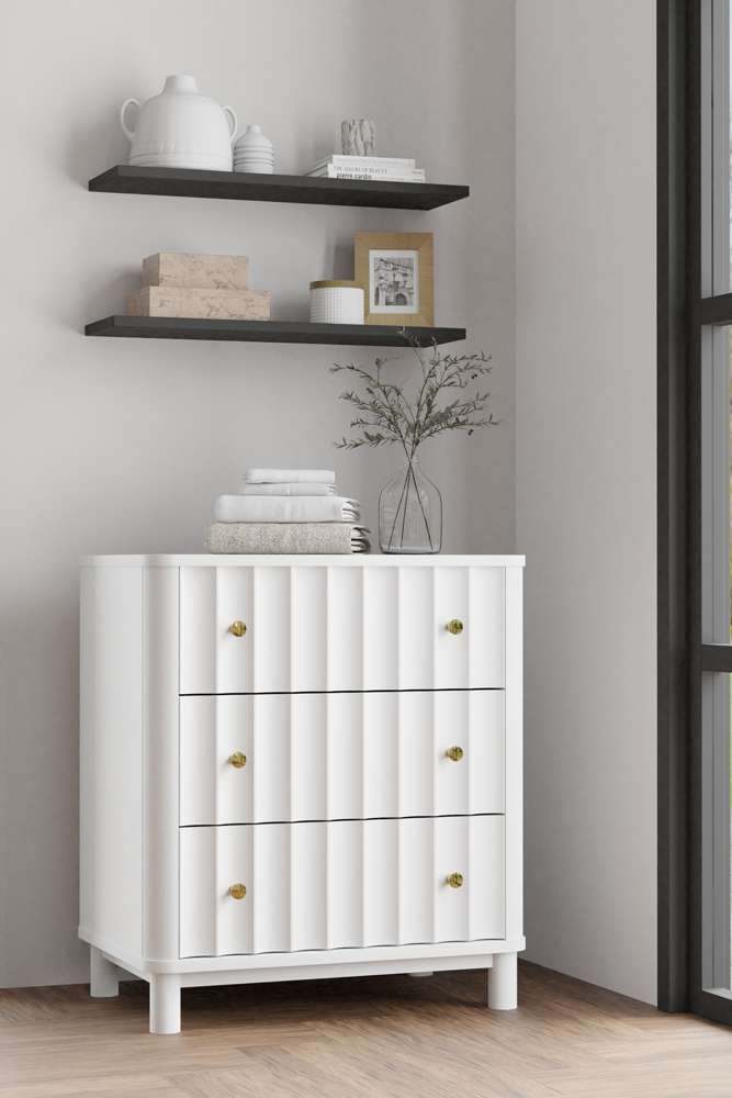 Alpine Furniture - Stapleton 3 Drawer Small Chest, White - 2090-04 veiw 1