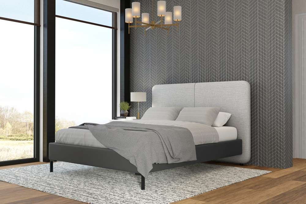 Alpine Furniture - Walden Upholstered California King Platform Bed, Gray - 1195CK veiw 1