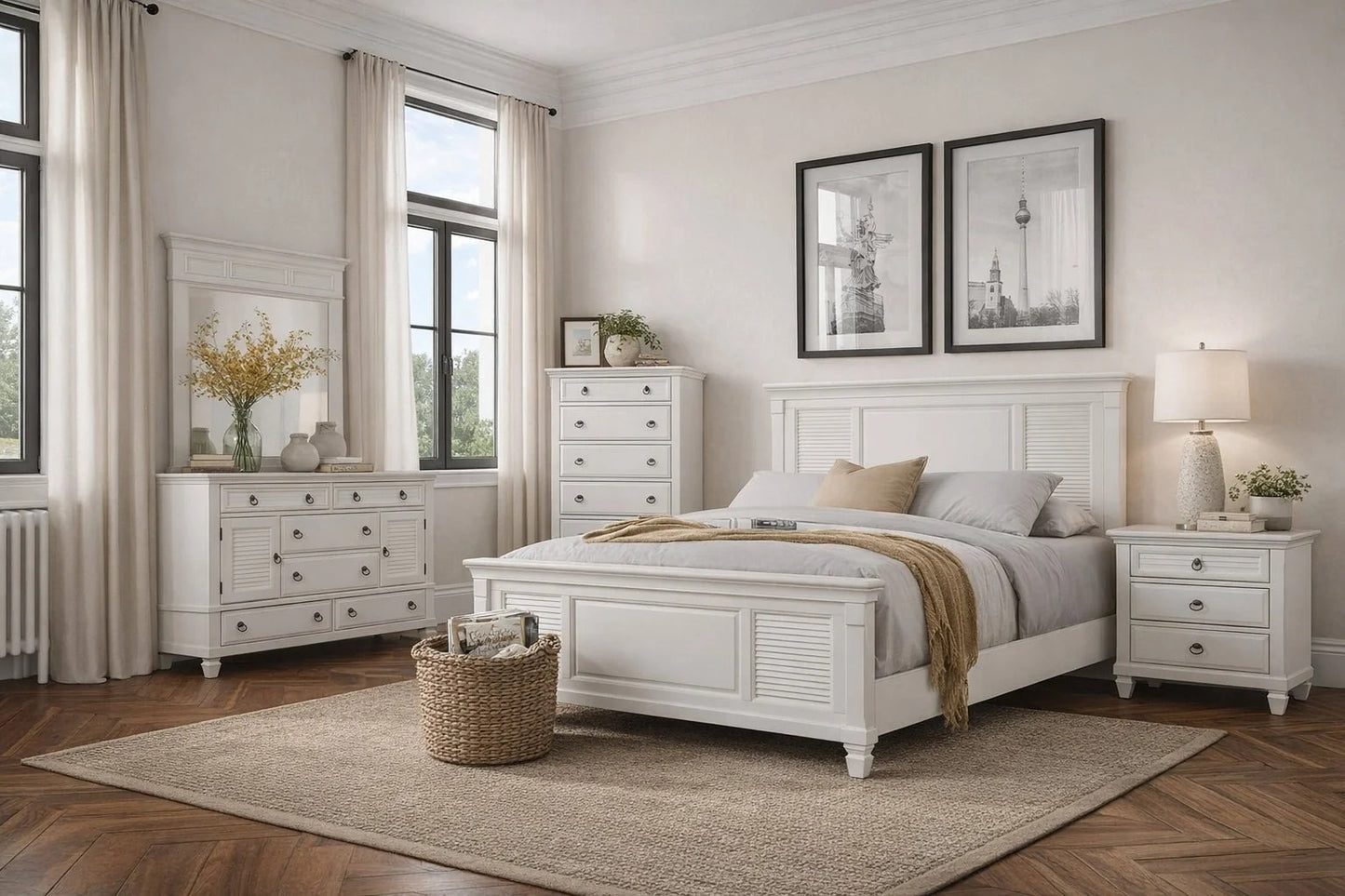 Alpine Furniture - Winchester Eastern King Shutter Panel Bed - 1306EK view 4
