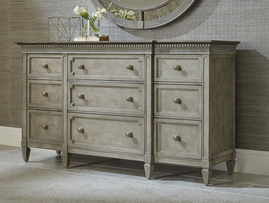American Drew - Savona Versaille Painted Stockholm Drawer Dresser With Rococo Oval Mirror - 654-130020 view 2