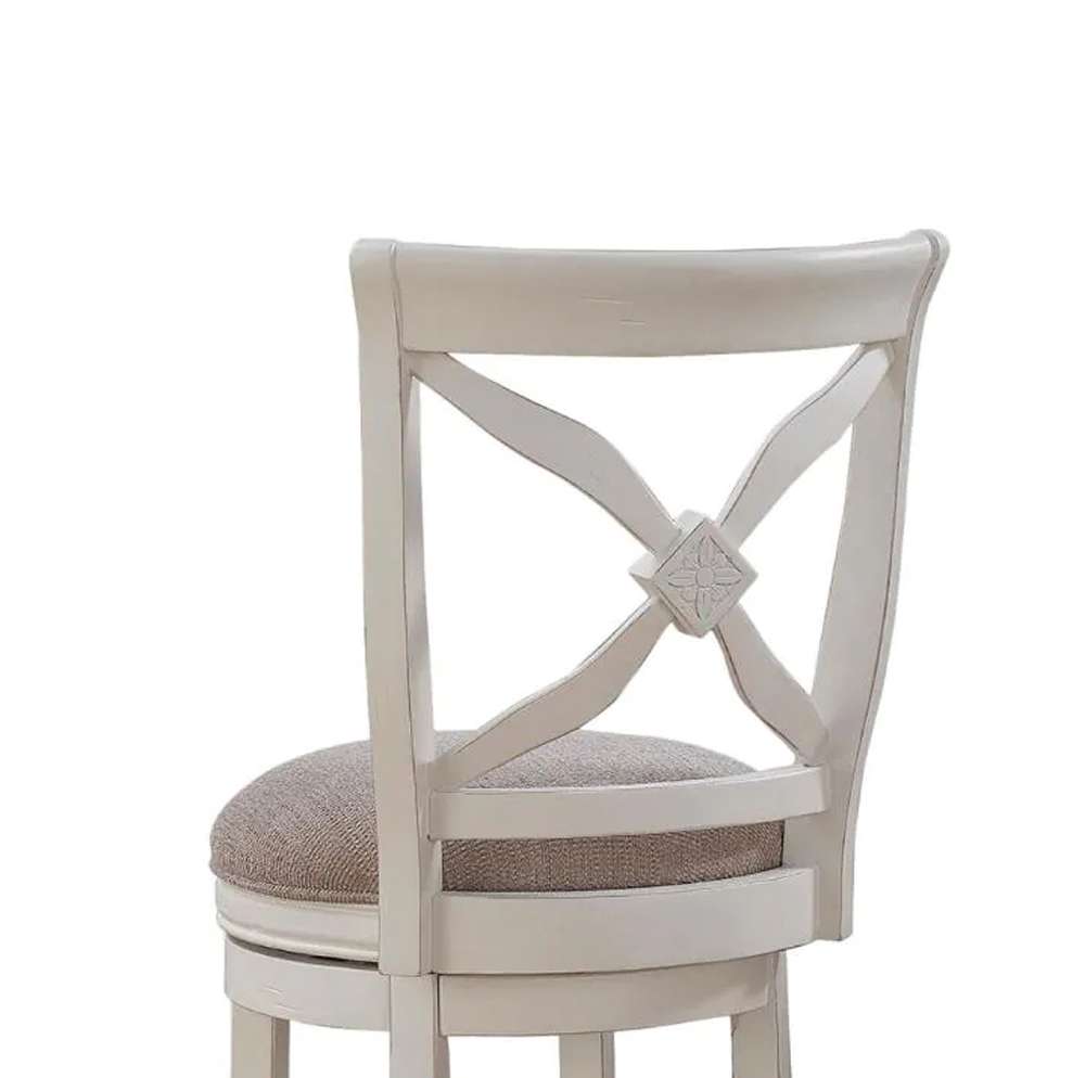 American Woodcrafters - Accera Stool w/ Back and Wood Frame - Distressed Antique White - B2-205-34FSU veiw 4