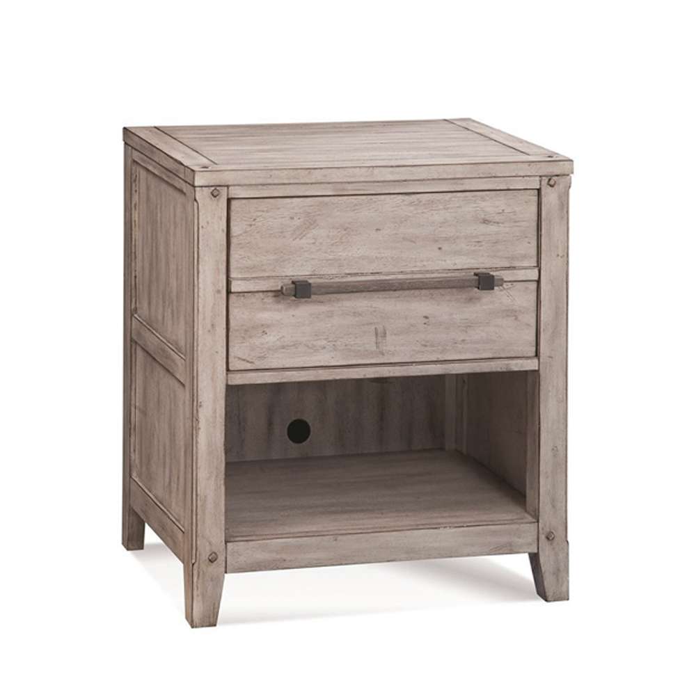 American Woodcrafters - Aurora 4 Pc Bedroom Set - Queen Sleigh Bed, Dresser, Mirror, 1 Drawer Nightstand - Whitewash - 2810-QSLPN-4PC veiw 4