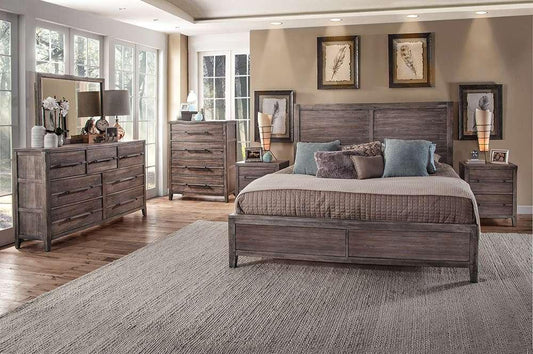 American Woodcrafters - Aurora King Panel Bed - With Panel Footboard - Weathered Grey - 2800-66PAN veiw 2