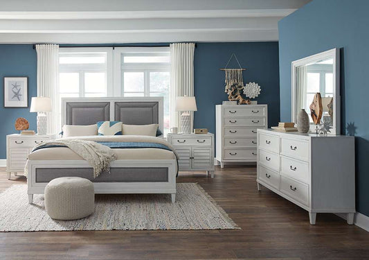 American Woodcrafters - Dunescape Queen Upholstered Bed - White - 1210-50UPH veiw 2