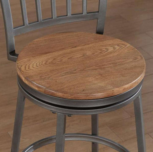 American Woodcrafters - Filmore Stool w/ Back and Metal Frame - Slate Grey with Golden Oak Seat - B1-101-30W veiw 2