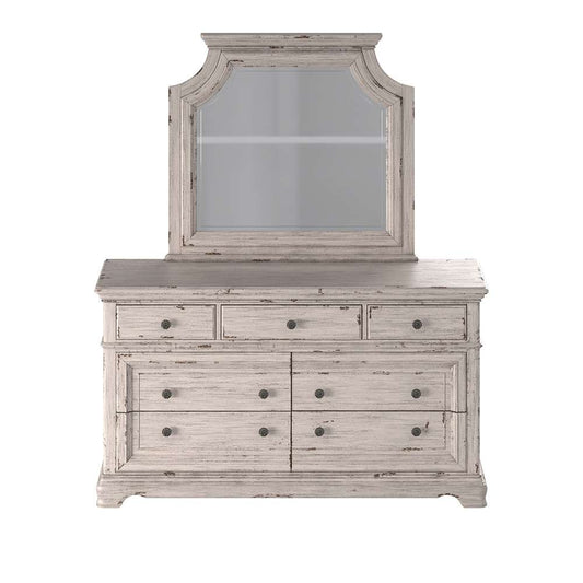 American Woodcrafters - Providence Dresser with Mirror - Antique White - 1910-DRLM veiw 2