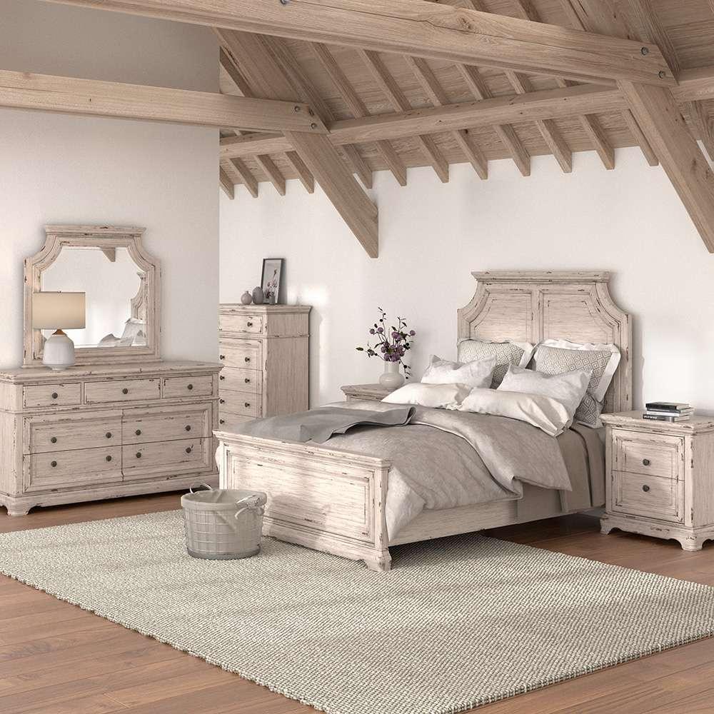 American Woodcrafters - Providence Dresser with Mirror - Antique White - 1910-DRLM veiw 4