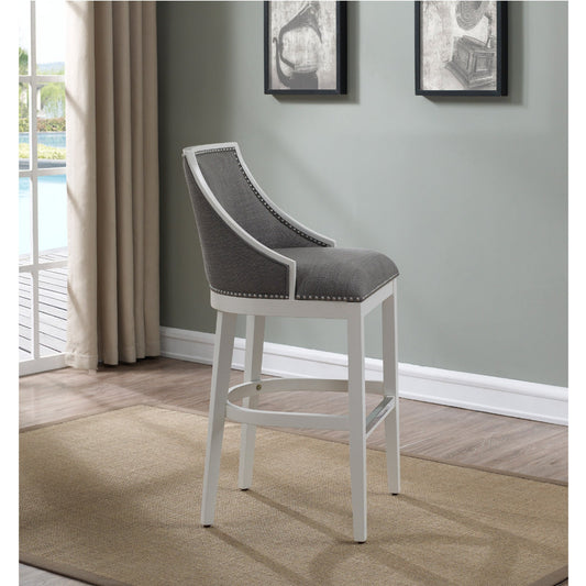 American Woodcrafters - Wood Stool w/ Fabric and Nailhead Trim - Off White Finish - B2-234-30F view 2