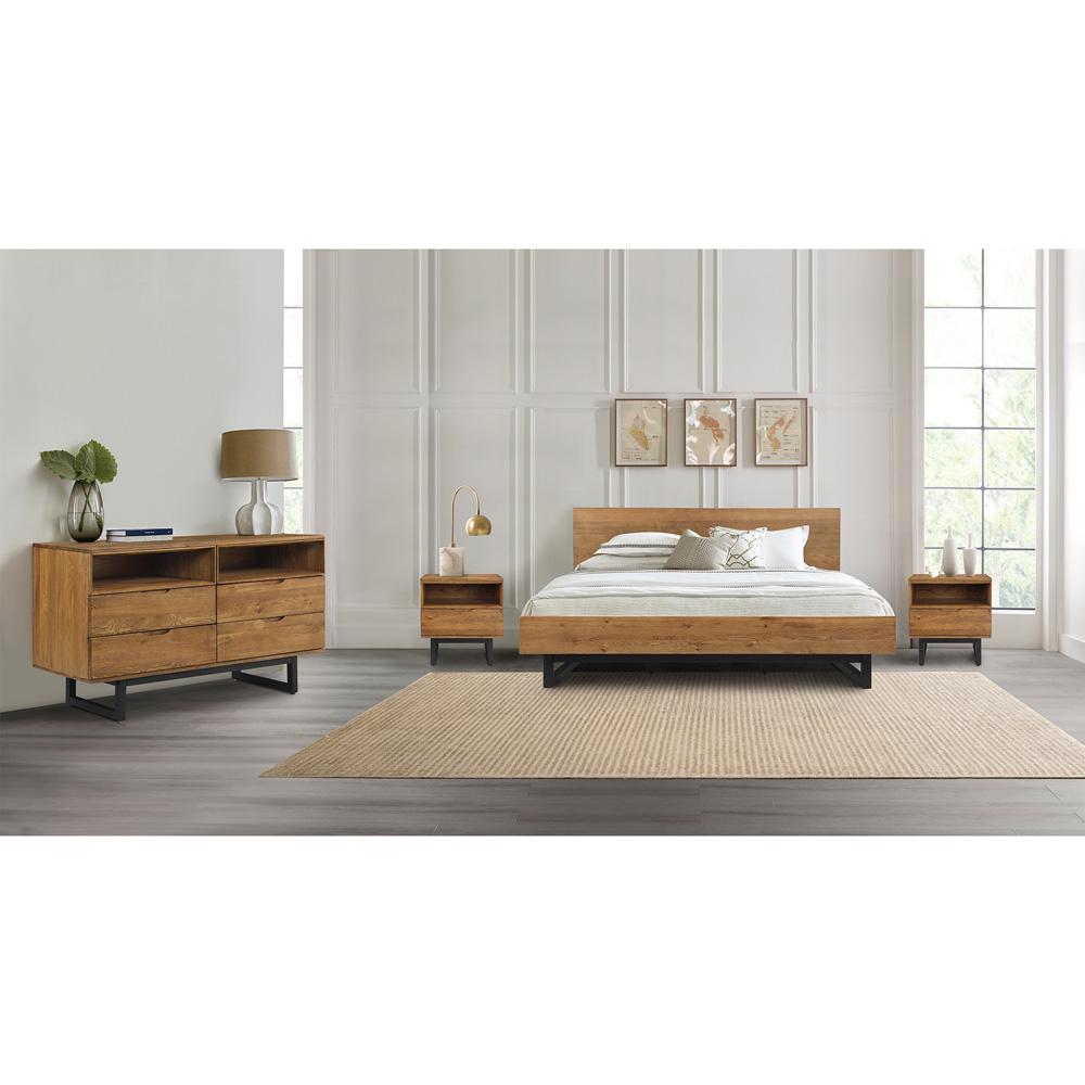 Armen Living - Aldo 1 Drawer Nightstand in Brown Oak Wood with Black Metal Legs - LCAOLAROAK veiw 10