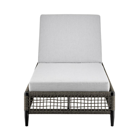 Armen Living - Alegria Outdoor Patio Adjustable Chaise Lounge Chair in Aluminum with Gray Rope and Cushions - LCAFLOBL veiw 2