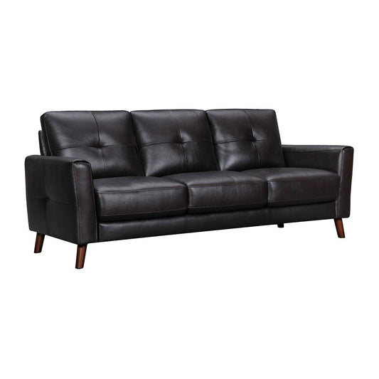 Armen Living - Almafi 82in Brown Leather Sofa - LCAF3BRN veiw 2
