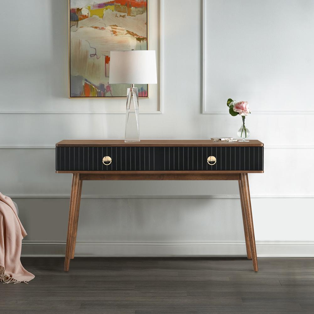Armen Living - Amigo Black Veneer and Walnut Wood Console Table - LCAGCNWA veiw 6