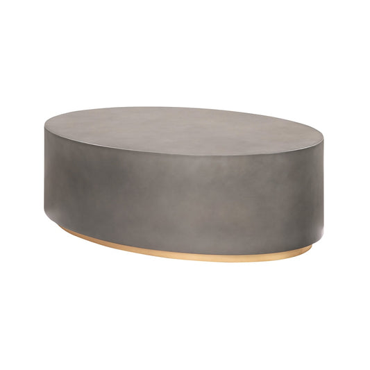 Armen Living - Anais Concrete and Brass Oval Coffee Table - LCAWCOGR veiw 2