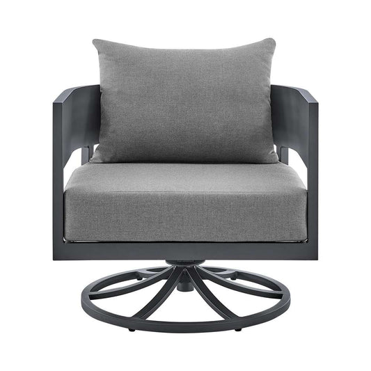 Armen Living - Argiope Outdoor Patio Swivel Rocking Chair in Grey Aluminum with Cushions - 840254332515 veiw 2