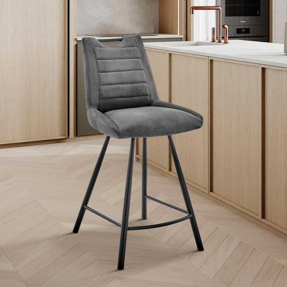 Armen Living - Arizona 30in Bar Height Bar Stool in Charcoal Fabric and Black Finish - LCAZBACH30_CLOSEOUT veiw 9