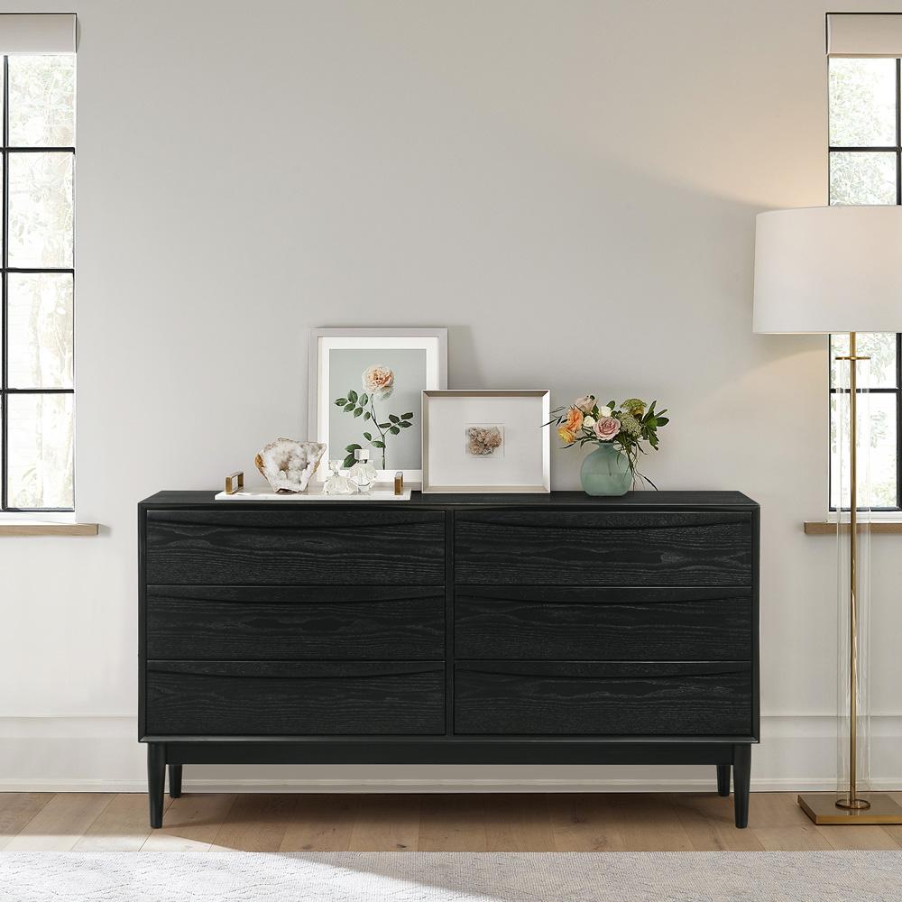 Armen Living - Artemio 6 Drawer Wood Dresser in Black Finish - LCARDRBLK view 7