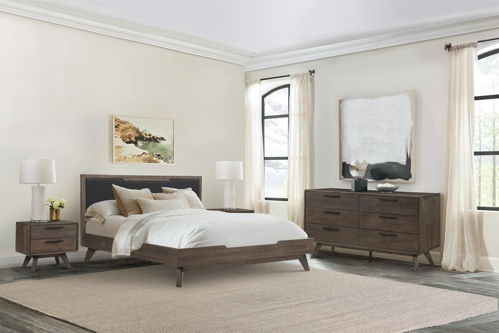 Armen Living - Astoria 4 Piece King Bedroom Set in Oak with Black Faux Leather - SETAHBDKG4A veiw 10