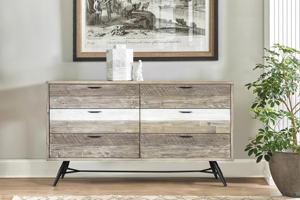Armen Living - Bridges 6 Drawer Dresser in Two Tone Acacia Wood - LCBRDRGR veiw 8