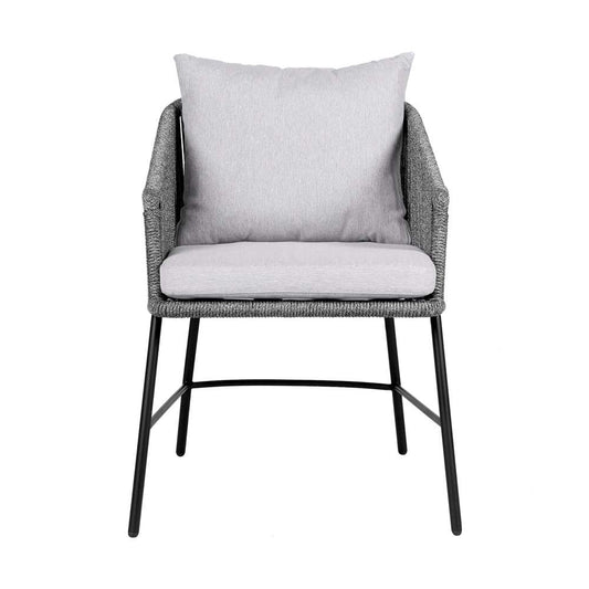 Armen Living - Calica Outdoor Patio Dining Chair in Black Metal and Grey Rope - 840254332294 veiw 2