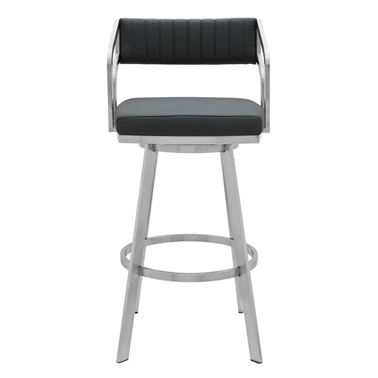 Armen Living - Capri 30in Swivel Modern Metal and Slate Gray Faux Leather Bar and Counter Stool - LCCPBABSSG30 - CLOSEOUT veiw 2