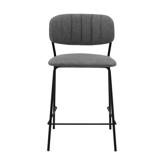 Armen Living - Carlo 26in Gray Faux Leather and Black Metal Counter Height Bar Stool - LCCOBABLGR26_CLOSEOUT veiw 2