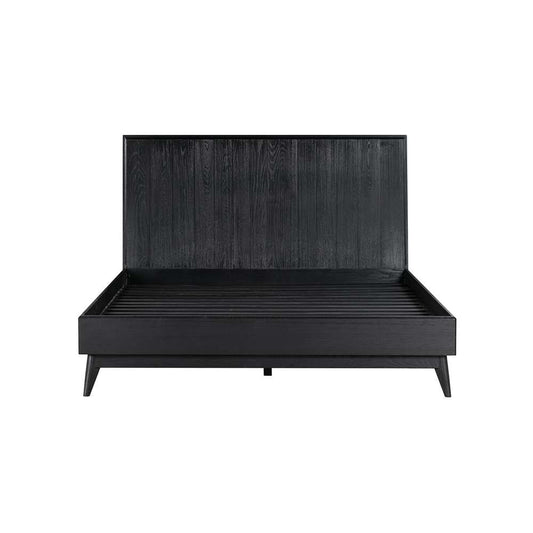 Armen Living - Carnaby Queen Platform Bed Frame in Black Brushed Oak Wood - LCCFBDBLQN veiw 2