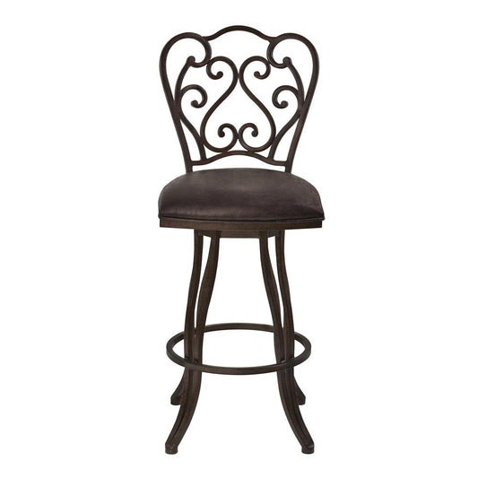 Armen Living - Celeste 26in Counter Height Metal Swivel Barstool in Bandero Espresso Fabric and Auburn Bay Finish - LCCEBAES26 veiw 2
