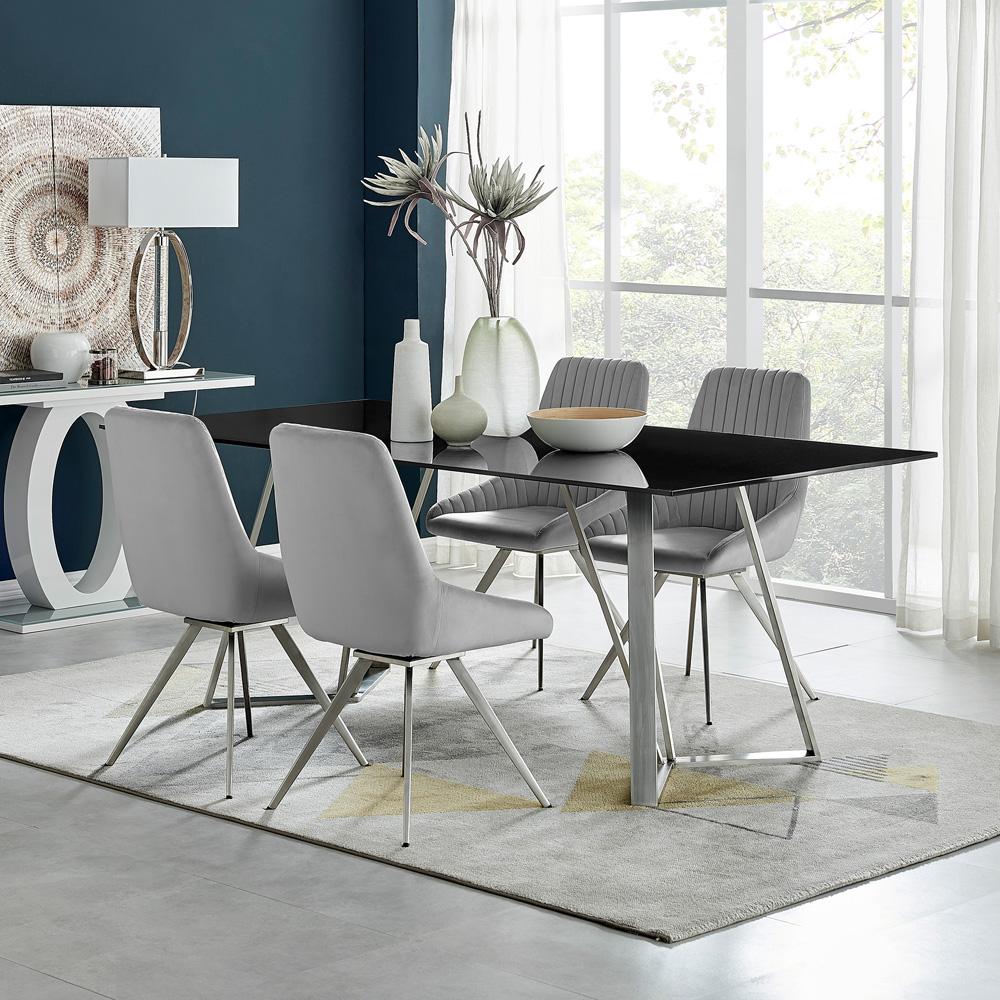 Armen Living - Cressida and Skye Gray Fabric 5 Piece Rectangular Dining Set - SETCSDI5SKGR veiw 8