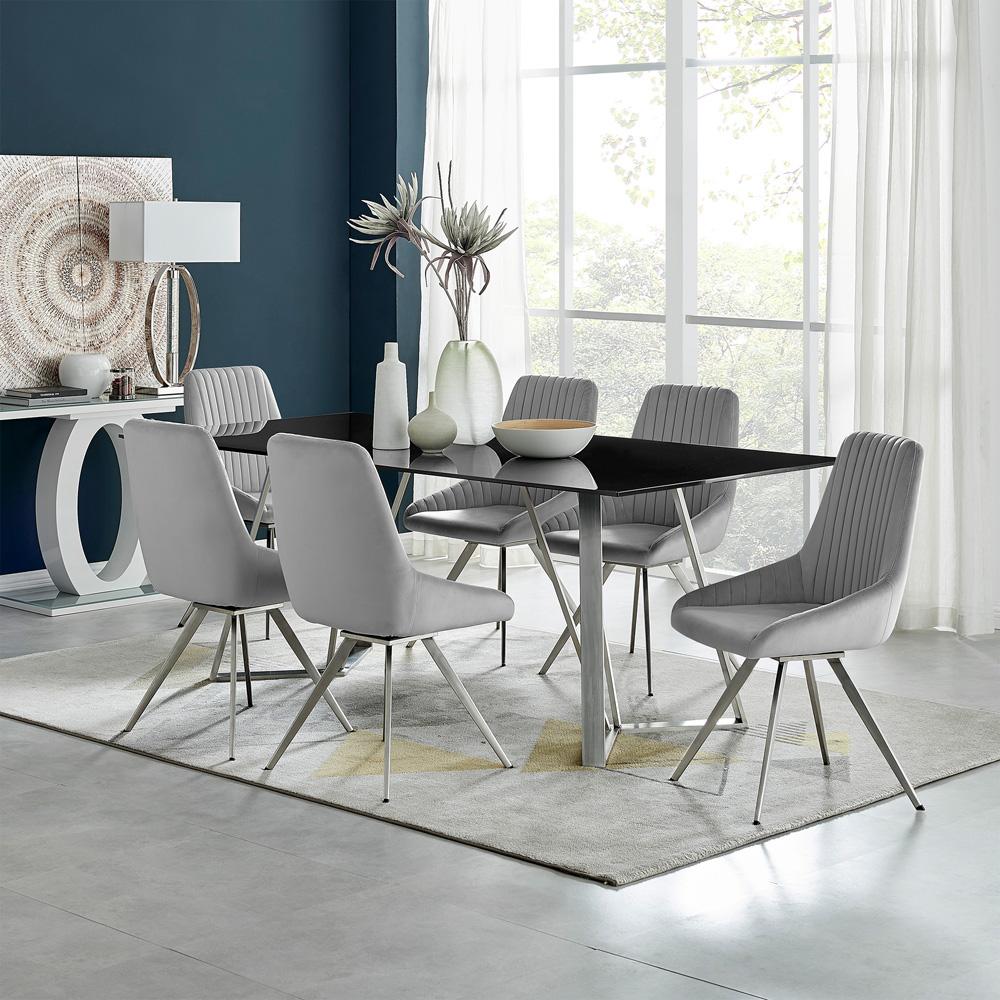Armen Living - Cressida Glass and Stainless Steel Rectangular Dining Room Table - LCCSDIBL veiw 7