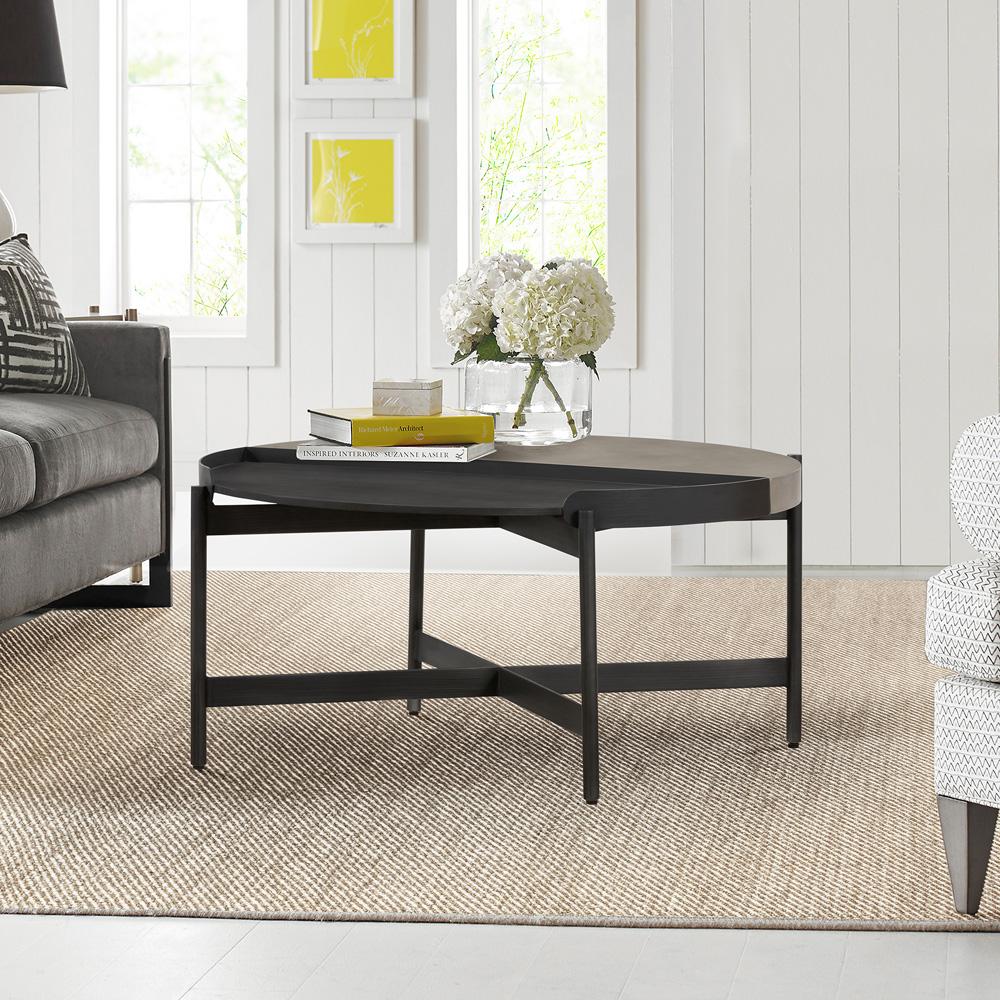 Armen Living - Dua Concrete and Metal Round Modern Coffee Table - LCDUCOBLCC veiw 6