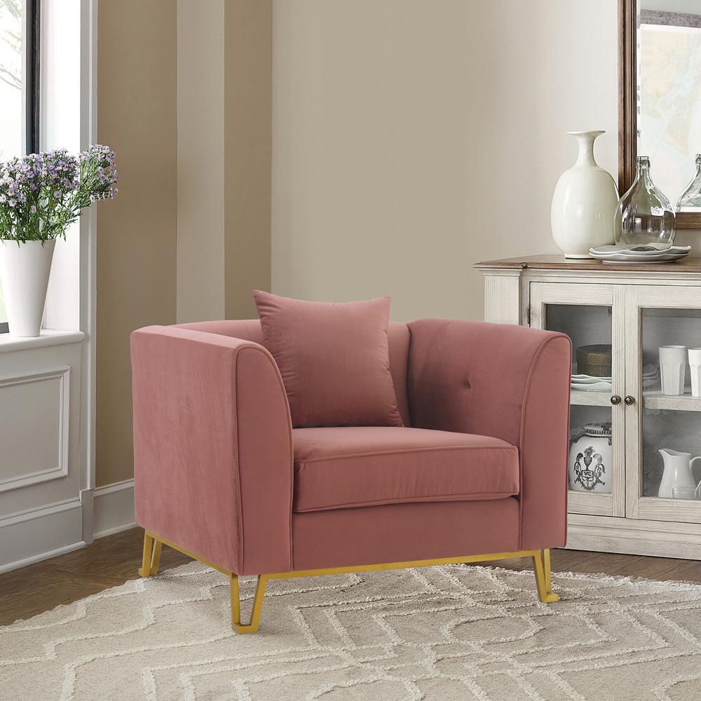 Armen Living - Everest Blush Fabric Upholstered Sofa Accent Chair with Brushed Gold Legs - LCEV1BLUSH veiw 5