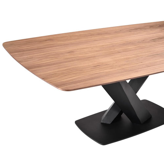 Armen Living - Everett Contemporary Dining Table in Matte Black Finish and Walnut Top - LCERDIWABL veiw 2
