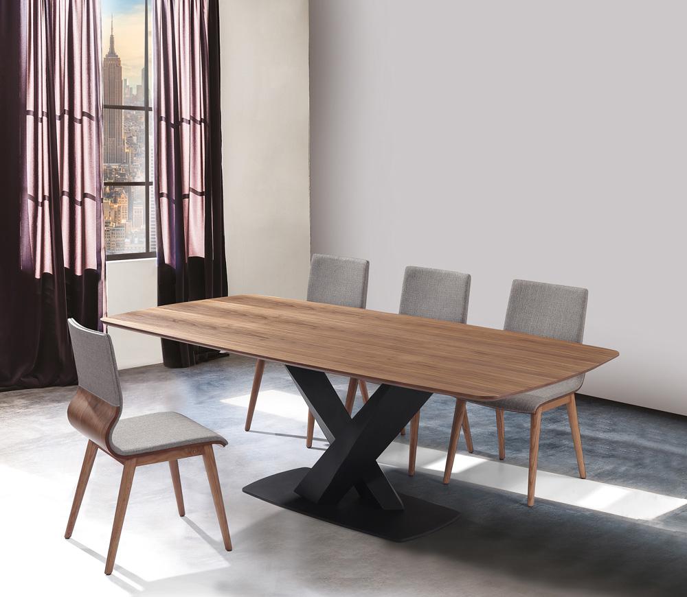 Armen Living - Everett Contemporary Dining Table in Matte Black Finish and Walnut Top - LCERDIWABL veiw 8