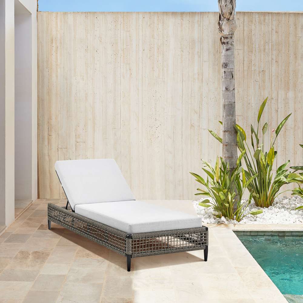 Armen Living - Felicia Outdoor Patio Adjustable Chaise Lounge Chair in Aluminum with Grey Rope and Cushions - 840254333161 veiw 8