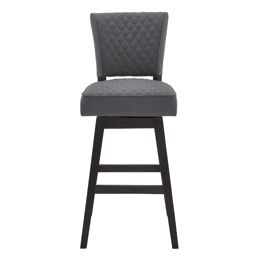 Armen Living - Gia 26in Counter Height Swivel Grey Fabric and Espresso Wood Bar Stool - LCGIBAESGR26 veiw 2