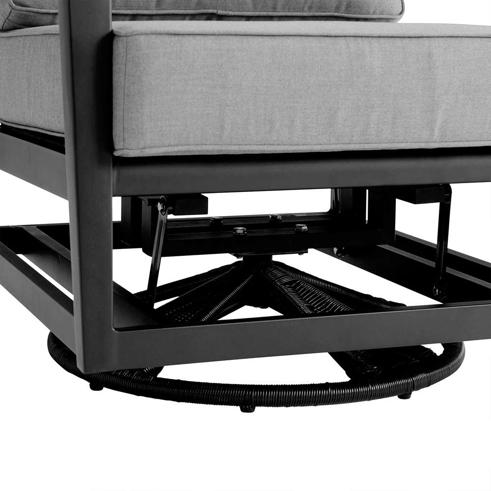 Armen Living - Grand Black Aluminum Outdoor Swivel Glider Chair with Dark Gray Cushions - 840254332737 veiw 6
