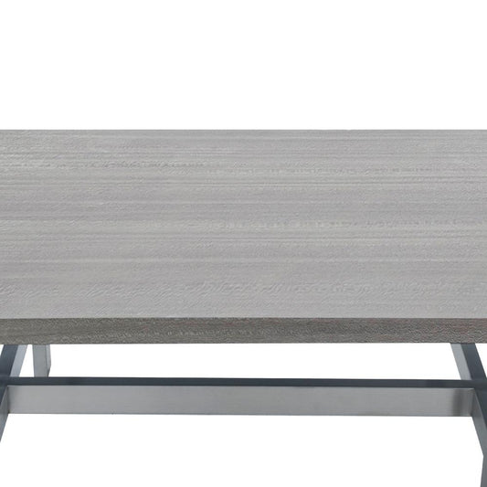 Armen Living - Illusion Gray Wood Coffee Table with Brushed Stainless Steel Base - LCILCOBSGR veiw 2