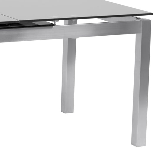 Armen Living - Ivan Extension Dining Table in Brushed Stainless Steel and Gray Tempered Glass Top - LCIVDIGG veiw 2