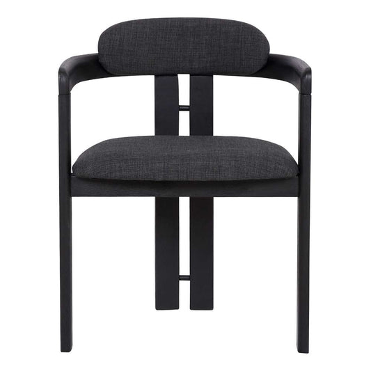 Armen Living - Jazmin Contemporary Dining Chair in Black Brushed Wood Finish and Charcoal Fabric (Set of 2) - LCJZCHCHBL veiw 2