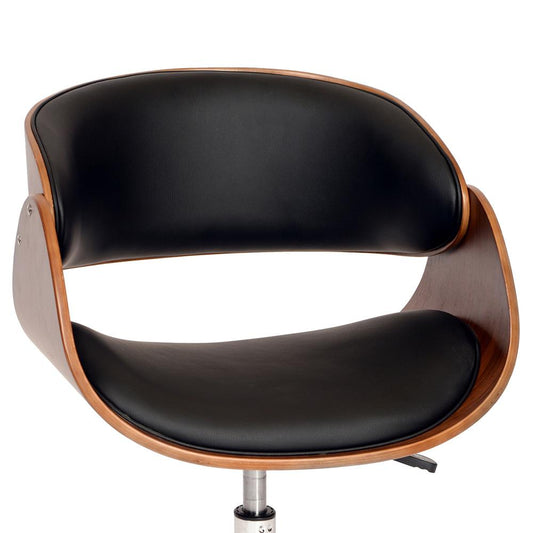 Armen Living - Julian Modern Office Chair In Chrome Finish with Black Faux Leather And Walnut Veneer Back - LCJUOFCHBL veiw 2