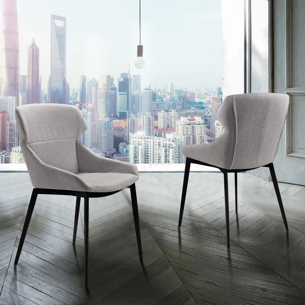 Armen Living - Kenna Modern Dining Chair in Matte Black Finish and Gray Fabric (Set of 2) - LCKESIGR veiw 9