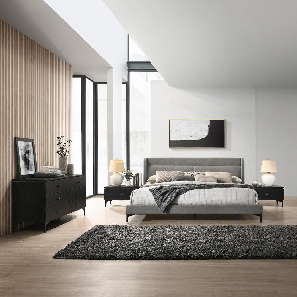 Armen Living - Legend 4 Piece Gray Fabric King Platform Bedroom Set with Dresser and Nightstands - SETLEBDCHKG4B veiw 10
