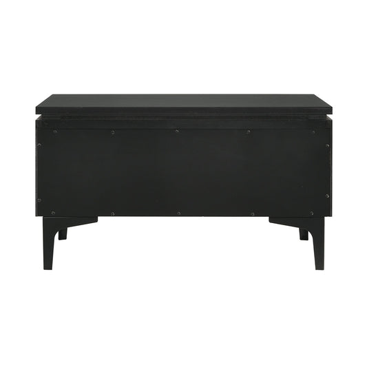 Armen Living - Legend Black Glaze Ash Veneer 1 Drawer Nightstand with Metal Legs - LCLELABL veiw 2