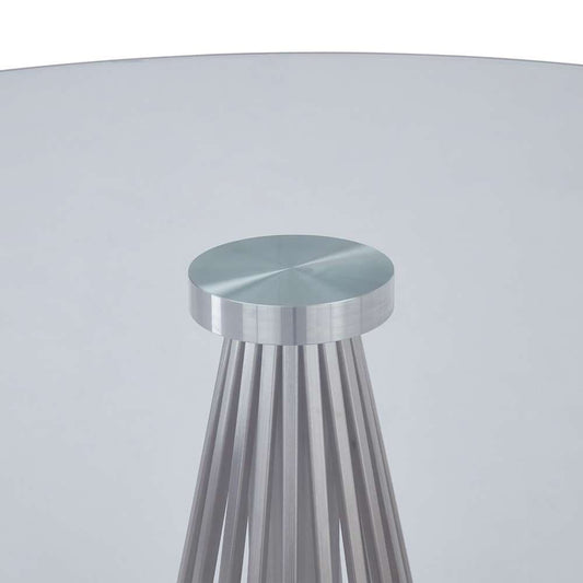 Armen Living - Lindsey Contemporary Dining Table in Brushed Stainless Steel Finish and Clear Glass top - LCLNDIBS veiw 2