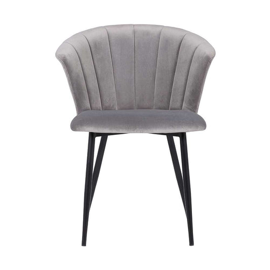 Armen Living - Lulu Contemporary Dining Chair in Black Powder Coated Finish and Gray Velvet - LCLUCHBLGREY veiw 2
