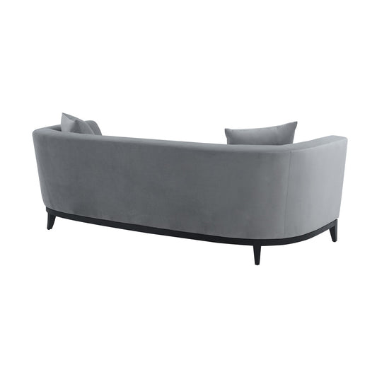Armen Living - Melange Gray Velvet Sofa with Black Wood Base - LCMG3GREY veiw 2