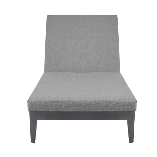 Armen Living - Menorca Outdoor Patio Adjustable Chaise Lounge Chair in Aluminum with Gray Cushions - LCMQLOGR veiw 2