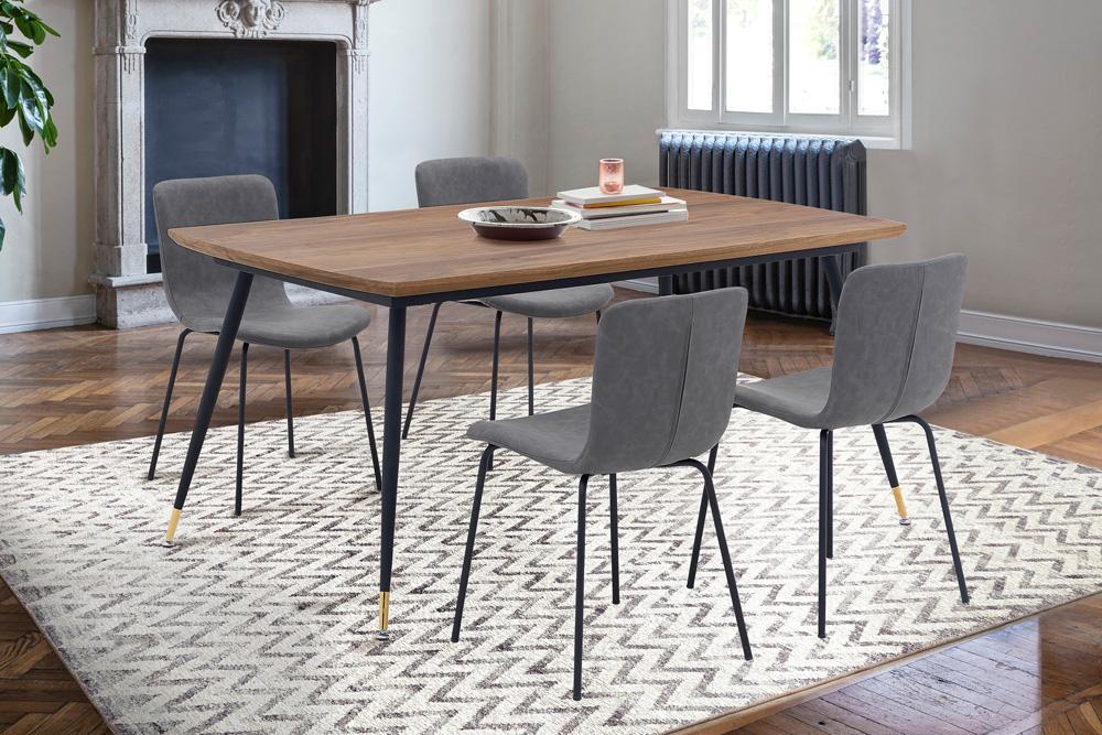 Armen Living - Messina and Gillian Dark Gray Faux Leather 5 Piece Rectangular Dining Set - SETMSDIGR5C veiw 8