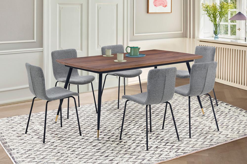 Armen Living - Messina and Gillian Light Gray Fabric 7 Piece Rectangular Dining Set - SETMSDICH7C veiw 8