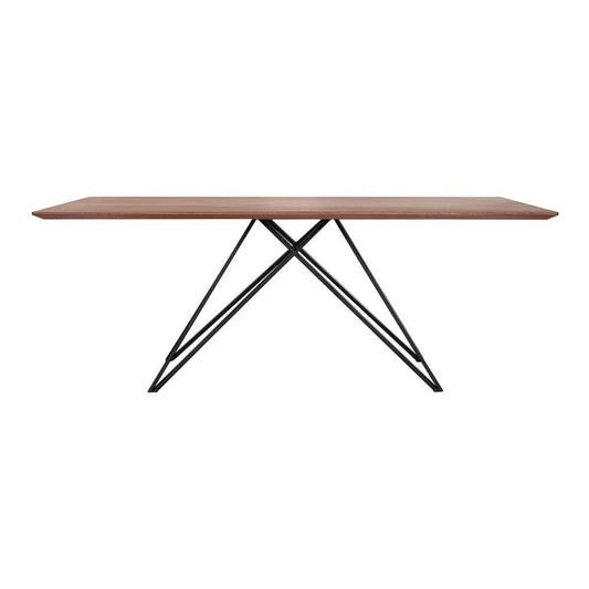 Armen Living - Modena Contemporary Dining Table in Matte Black Finish and Walnut Wood Top - LCMNDIWABL veiw 2